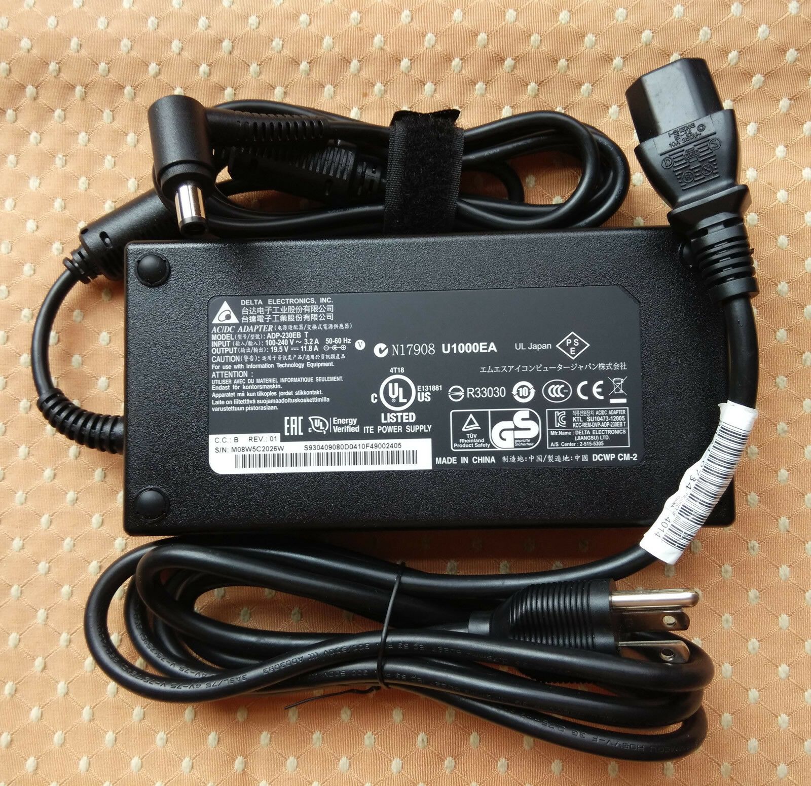 New Original MSI GT76 Titan DT 10SGS-055 230W *2 19.5V 11.8A Ac Adapte