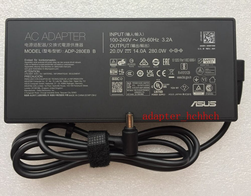 New Original OEM ASUS TUF FX507/i9-13900H/RTX4070 ADP-280EB BB 280W Adapter&Cord