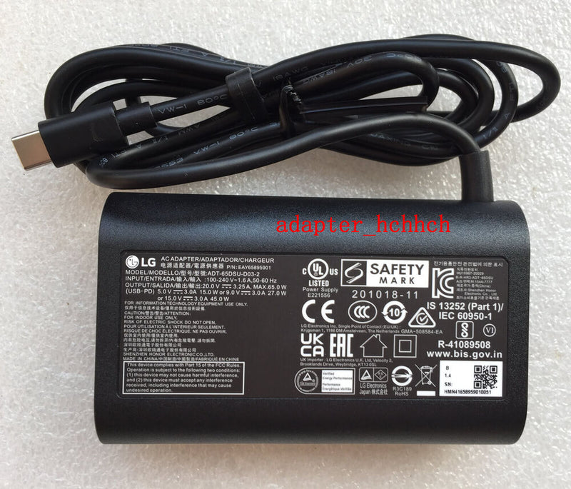 New Original LG 65W Adapter&Cord for LG gram 16Z90R Series LP65WFC20P-NJ Laptop