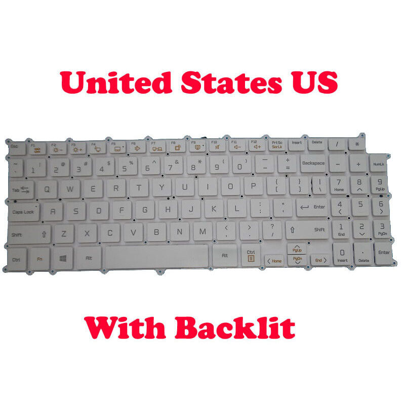 English Backlit Keyboard For LG 17Z990 17ZB990 17ZD990 LG17Z99 17Z95N White