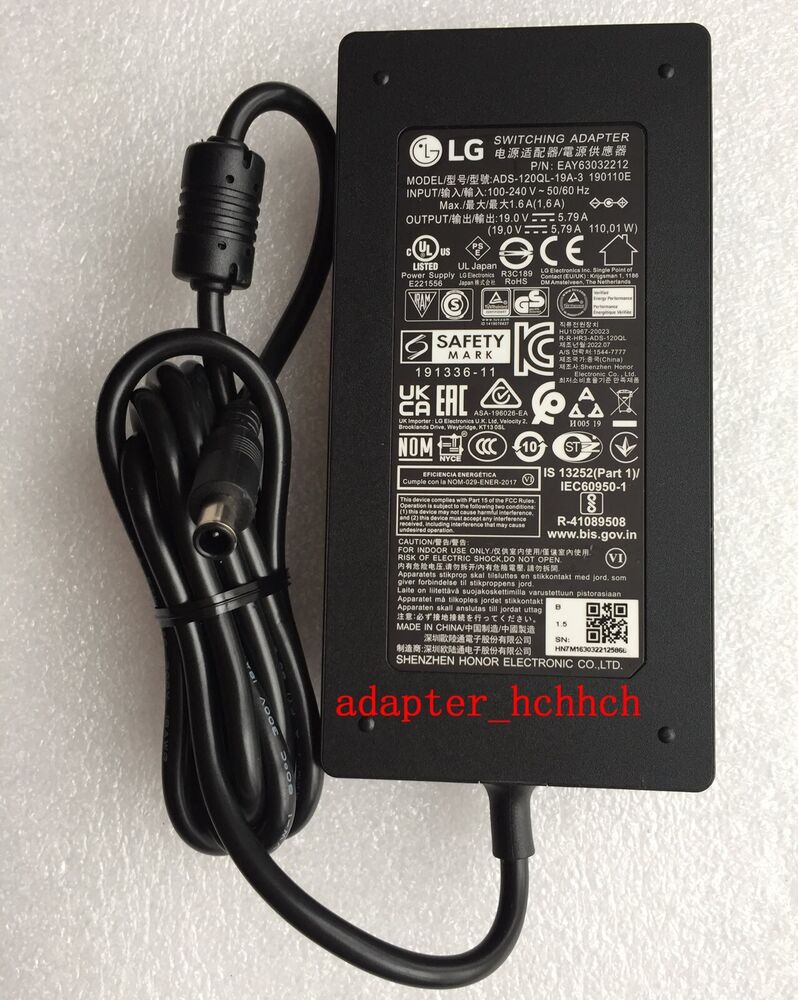 New Original LG EAY63032212 19V 5.79A Adapter for LG 27GN95B-B UltraGear Monitor