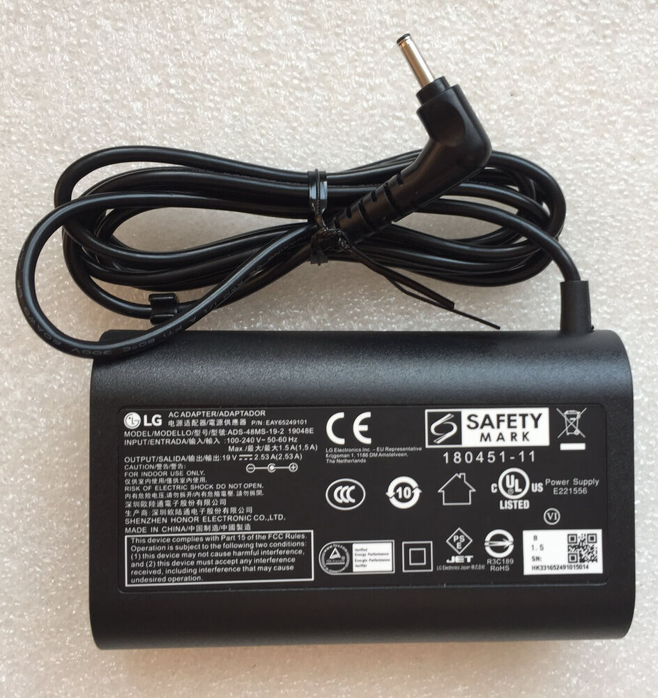 New Original OEM LG 19V 2.53A AC Adapter&Cord for LG gram 17Z990-R.AAS