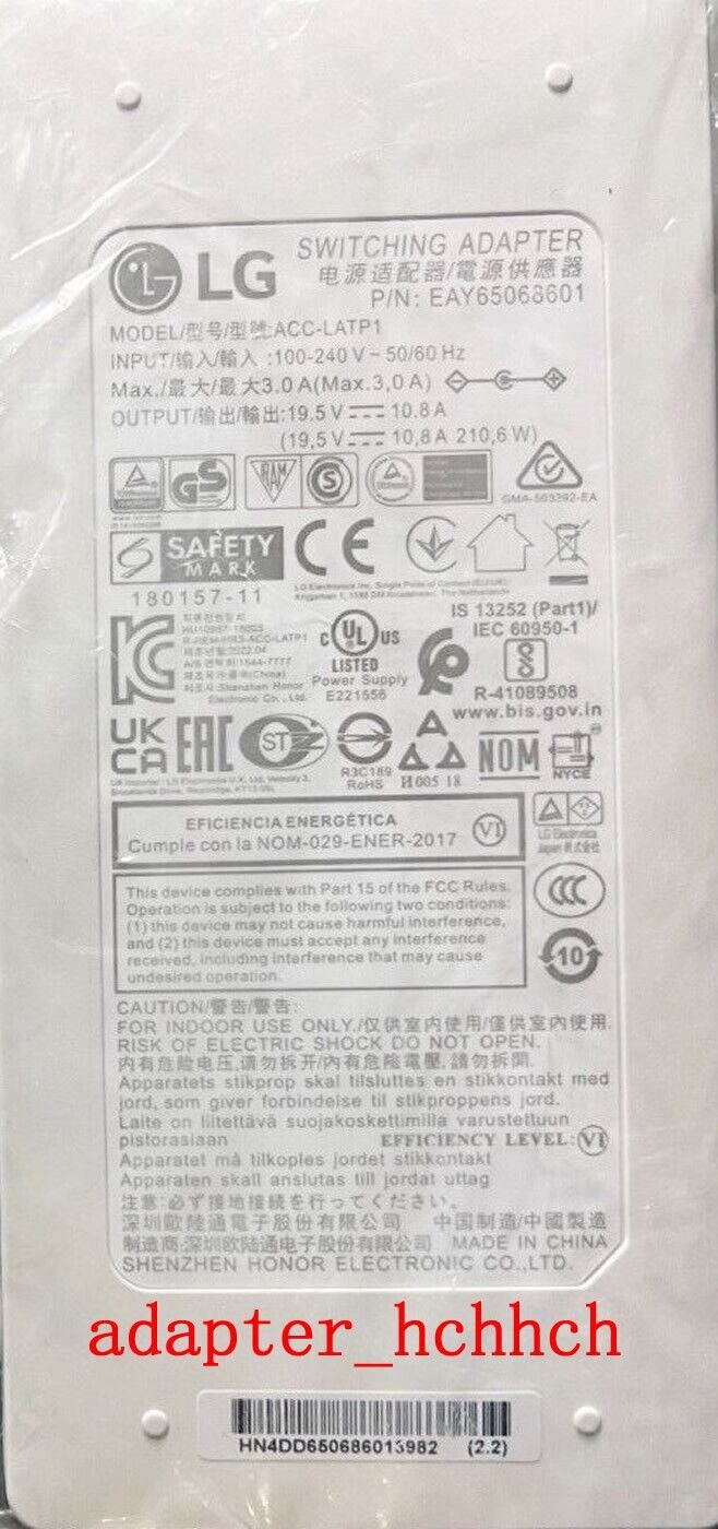 New Original LG 32BL95U-W LED Monitor ACC-LATP1&EAY65068601 19.5V 210.6W Adapter