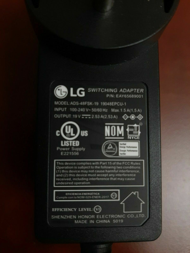 New Original LG UltraGear 27GK65S Monitor 19048EPCU-1 EAY65689001 48W AC Adapter