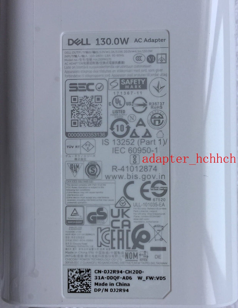 New Original OEM Dell 130W USB-C Adapter for Dell XPS 17 9720 HA130PM170 Laptop