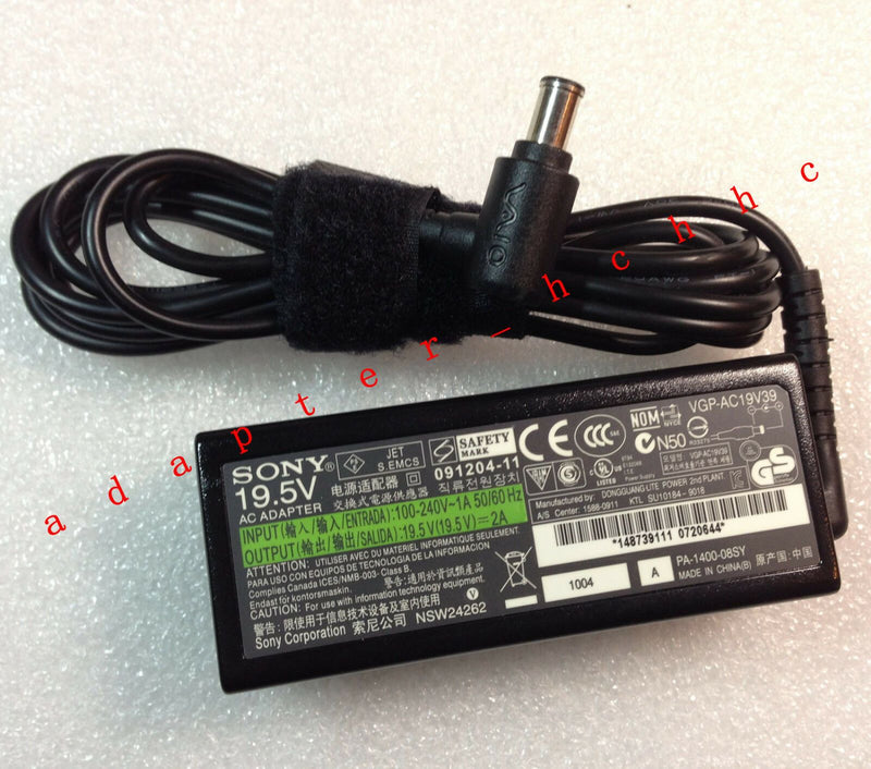 New Original Genuine OEM Sony 39W Cord/Charger VAIO VPCYB35KX,VGP-AC19V39 Laptop