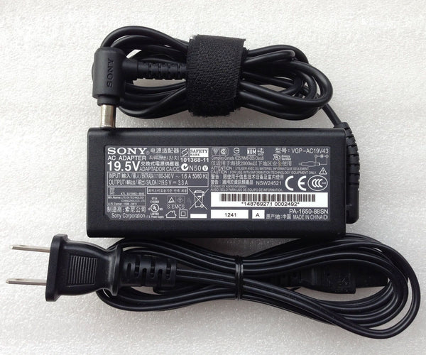 Original Sony 19.5V AC Adapter&Cord for Sony Vaio PCG-61511L,VPCEE43FX,VPCEE45FX