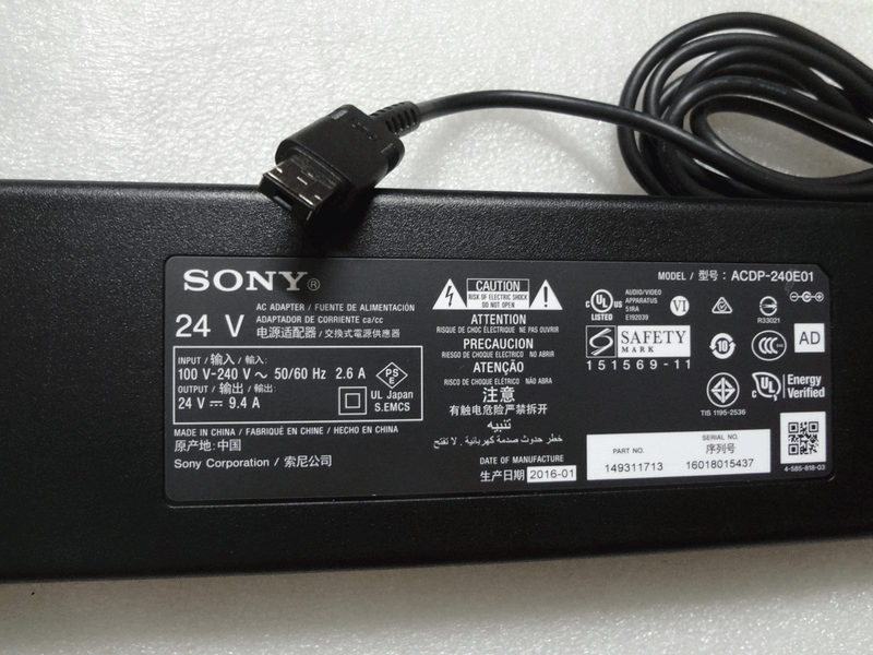 Original OEM Sony 24V 9.4A AC/DC Adapter Charger Bravia XBR-65X930D Smart LED TV