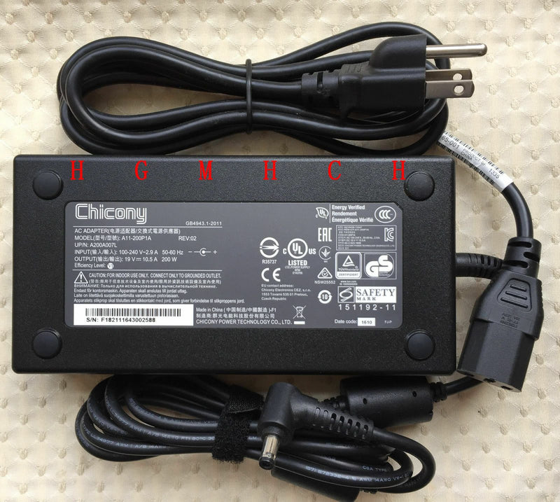 New Original OEM 200W AC Adapter for Gigabyte P57X V7 (i7-7700HQ)/GTX1070 Laptop