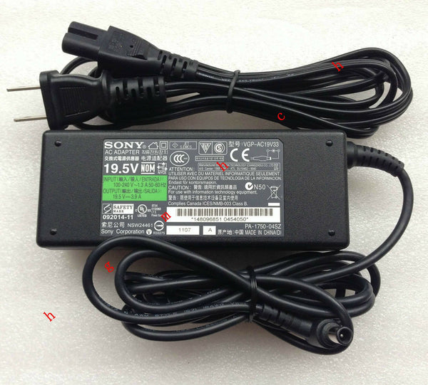 New Original OEM Sony Power Cord/Charger Vaio VPCEG17FAW,VPCEG17FGB,VPCEG17FHW