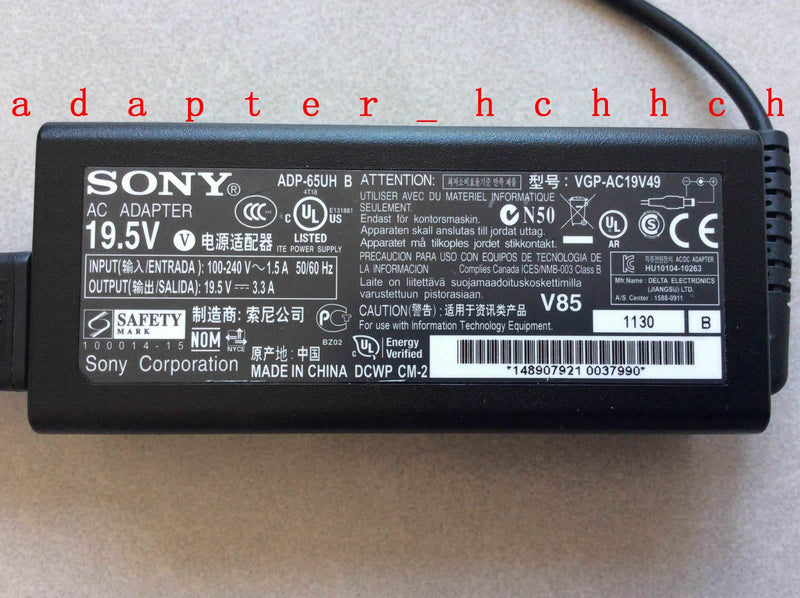 New Original OEM Sony 65W AC Adapter for Sony VIAO PCG-41313L,VGP-AC19V49 Laptop