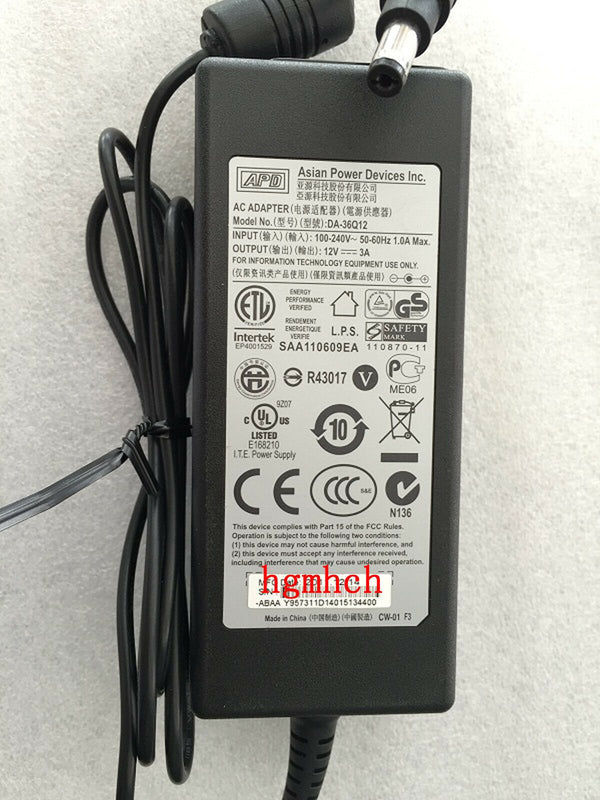 New Original 12V 3A 36W AC Adapter&Cord for Acer ED246Y Widescreen LCD Monitor