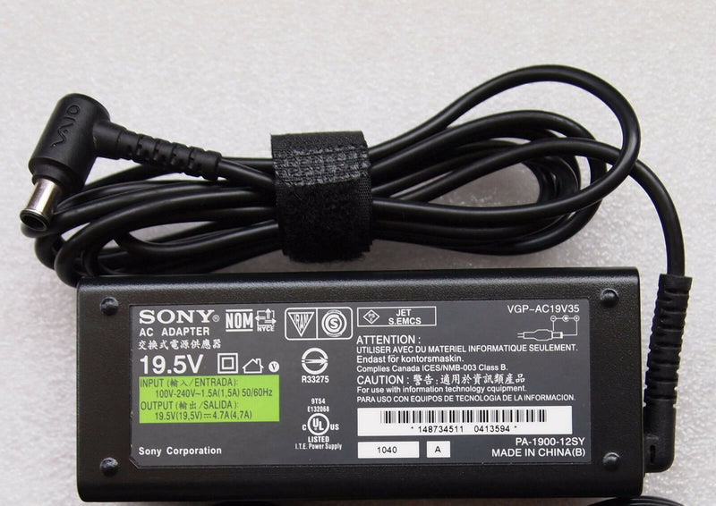 New Original OEM Sony VAIO VGP-AC19V35,PA-1900-12SY 92W 19.5V 4.7A AC/DC Adapter