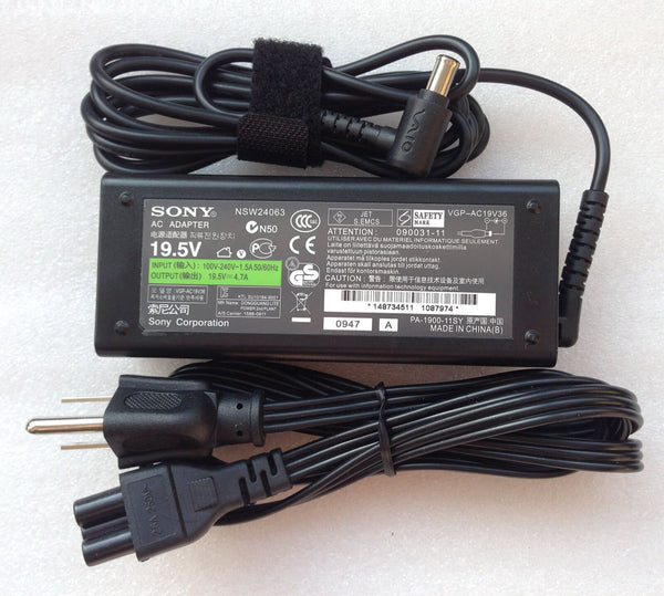 Original OEM AC Adapter Power Cord Charger for Sony Vaio VGP-AC19V32/VGP-AC19V36