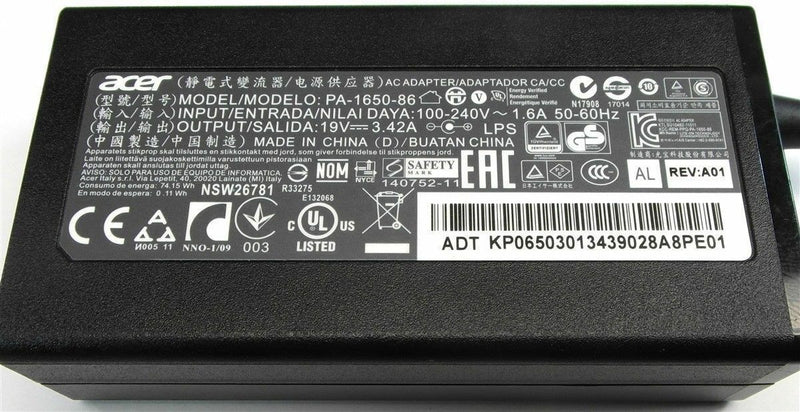New Original OEM Acer 65W 19V AC Adapter for Acer Spin 5 SP515-51N-544J Notebook
