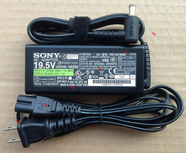 @Original Genuine OEM Sony VAIO VGP-AC19V48 19.5V 3.3A 65W AC Power Adapter+Cord