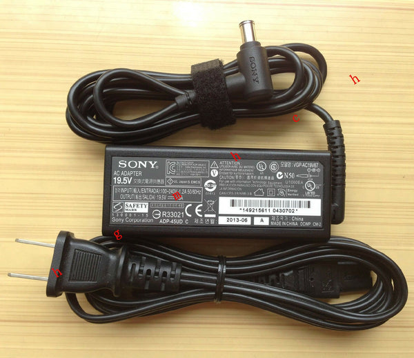 @Original Genuine OEM Sony 45W Cord/Charger Vaio Fit15E SVF1521MSFW,VGP-AC19V67