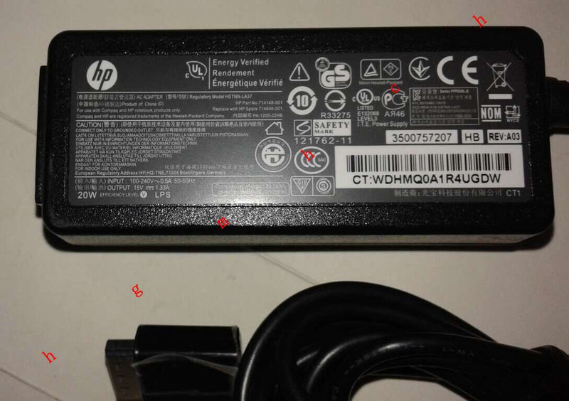 @Original Genuine OEM 20W 15V 1.33A AC Adapter for HP ENVY X2 11-g000ea Tablet