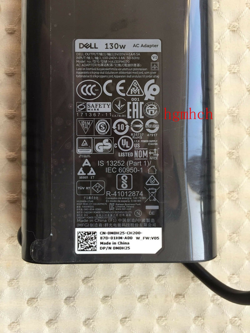 Original Dell 5V/20V 1A/6.5A 130W AC Adapter for Dell XPS 15-9575 P73F001 Laptop