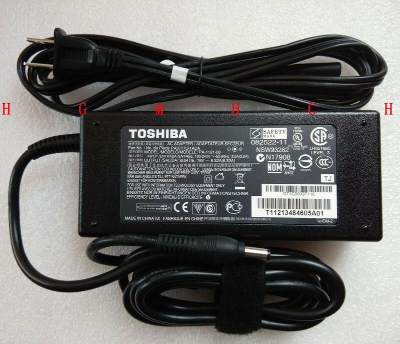 @Original Toshiba Cord/Charger Satellite P200,P205,P205D,P300,P300D,PA3717U-1ACA