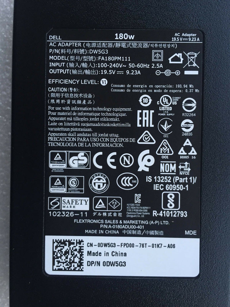 Original OEM Dell AC Power Adapter&Cord for Dell Inspiron 24-5475,W15C001 AIO PC