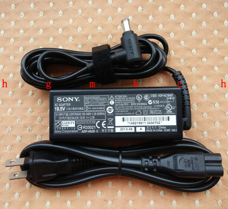 New Original OEM Sony 19.5V 2.3A AC Adapter for Sony Vaio SVF15AC1QL,VGP-AC19V76